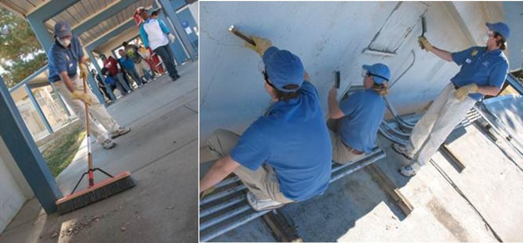 Helpful Guys in Blue volunteered for a painting project at Monte Vista Elementary for MLK Day of Service.