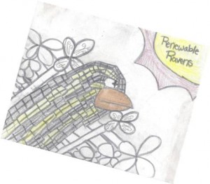 The Renewable Ravens mascot drawn by students.