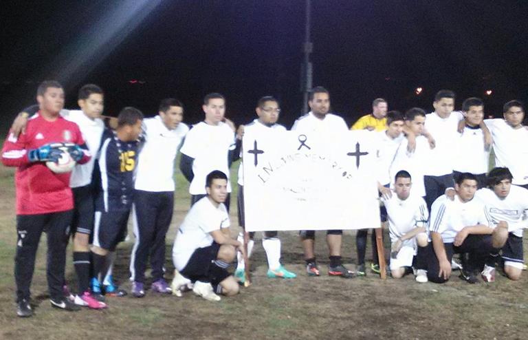 Team Chelsea, which was renamed Team Speedy in honor of Valenzuela, played their first game without Valenzuela on Saturday. The group knelt and said a prayer before the game. They also flashed a banner titled "In Loved Memory of Michael Valenzuela 1994-2013" (Contributed photo)