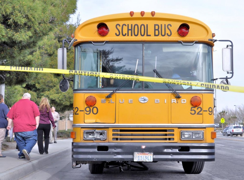 A teen was thrown from his bicycle after being struck by a bus Monday afternoon. The bike itself was pinned under the school bus and dragged for several yards.
