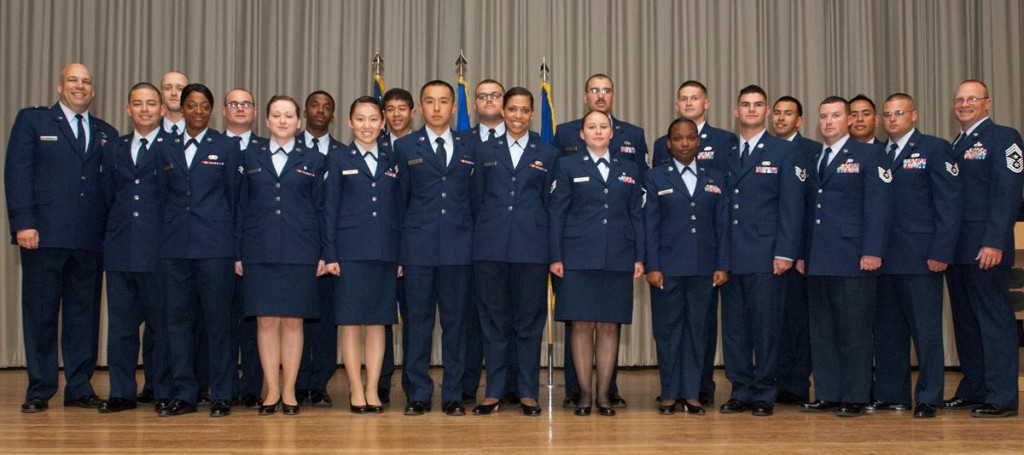 Team Edwards saw 28 of its enlisted Airmen promoted to the next rank during the monthly promotion ceremony last week. (U.S. Air Force photo by Ethan Wagner)